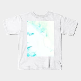 Portrait, digital collage and special processing. Face glimpse.Very beautiful guy. Very soft. Light blue. Kids T-Shirt